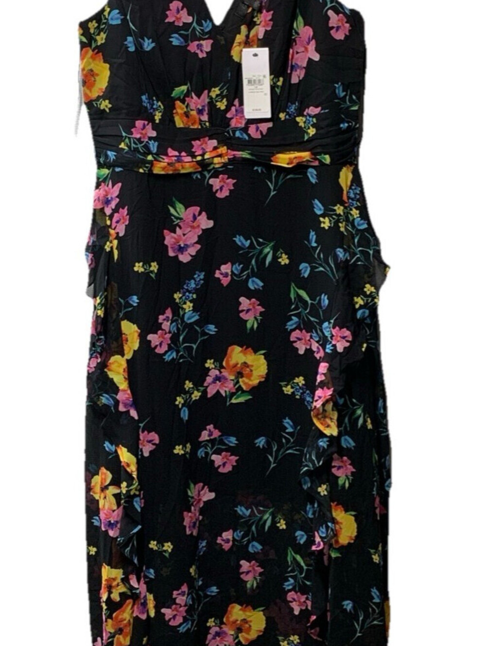 Guess Midnight Fields Women Maxi Dress Size 14 Floral Print Sleeveless V-neck